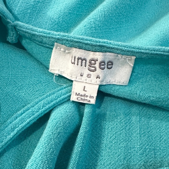 Umgee Turquoise V-Neck Dress Large - Picture 2 of 5
